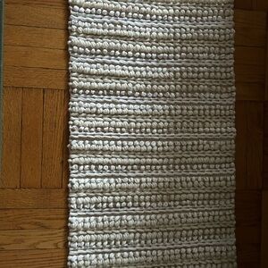 Handwoven Cream and White Rug